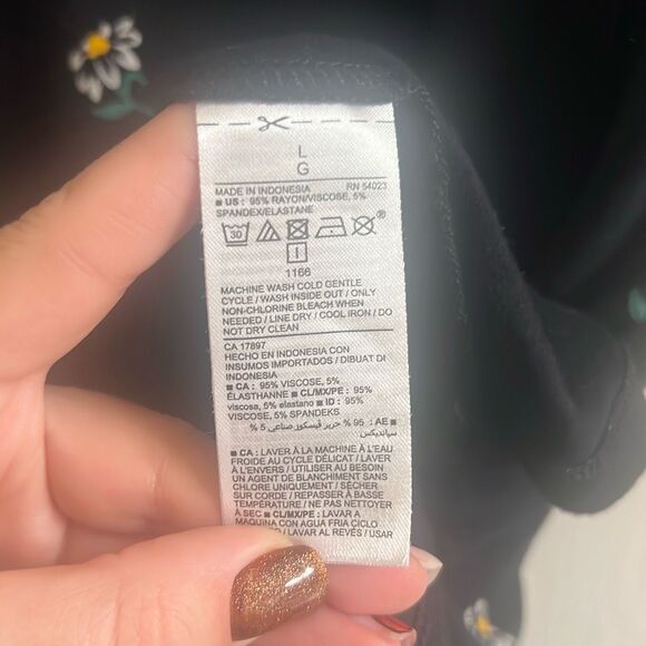 ✨Old Navy Black Yellow White Daisy Floral Mini Wrap Sz Large Dress✨ - Picture 10 of 10